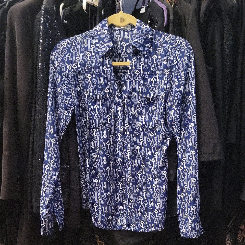 Blue Key Patterned women's  Shirt